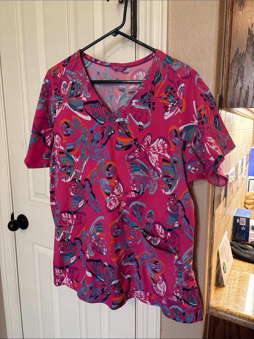 Vera Bradley Hot Pink Multicolor Butterfly V-Neck Tunic